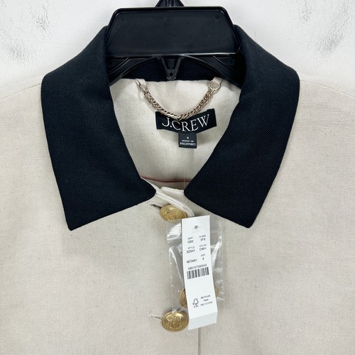 J.Crew Contrast Lady Jacket Textured Linen Blend Dried Wheat Preppy US 8 NWT - Picture 7 of 13