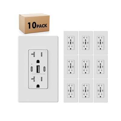 Micmi USB C Wall Outlet, 40W 8.0 Amp 3-Port USB C Outlet 20A Tamper Resistant...