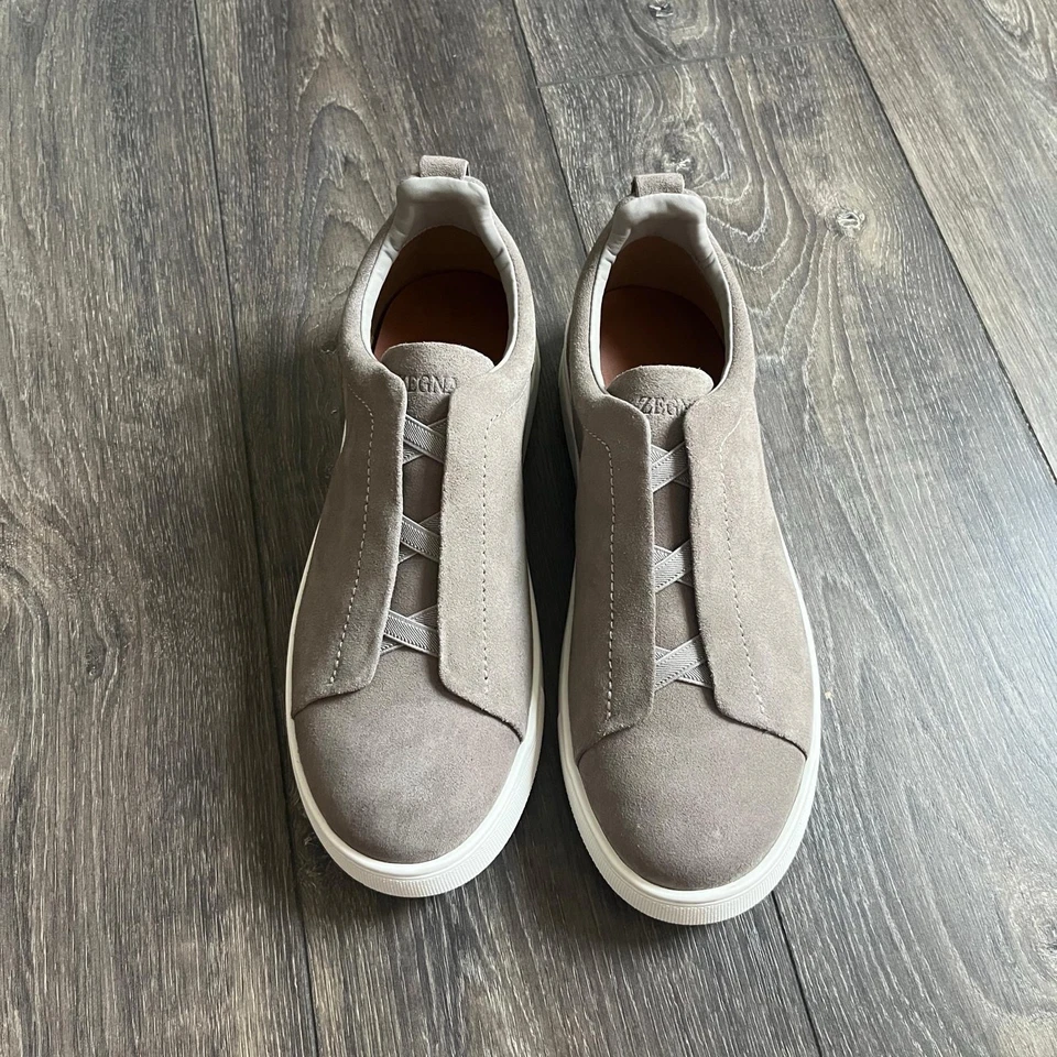 Zapatillas deportivas ZEGNA gris gamuza triple puntada para hombre EU 45 / US 12 nuevas con caja Foto 4 de 4