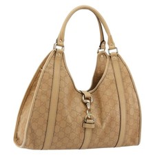 GUCCI GG Canvas Guccissima Jackie Bag Leather Gold Beige 203494 Auth ep14099