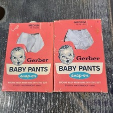 Vtg Gerber Baby Pants Snap-On Waterproof Vinyl Diaper Cover x2 Medium 13-18 lbs