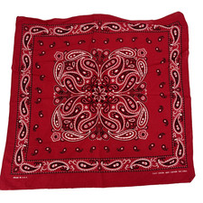 Vintage Color Fast Bandana Red Paisley RN 13962