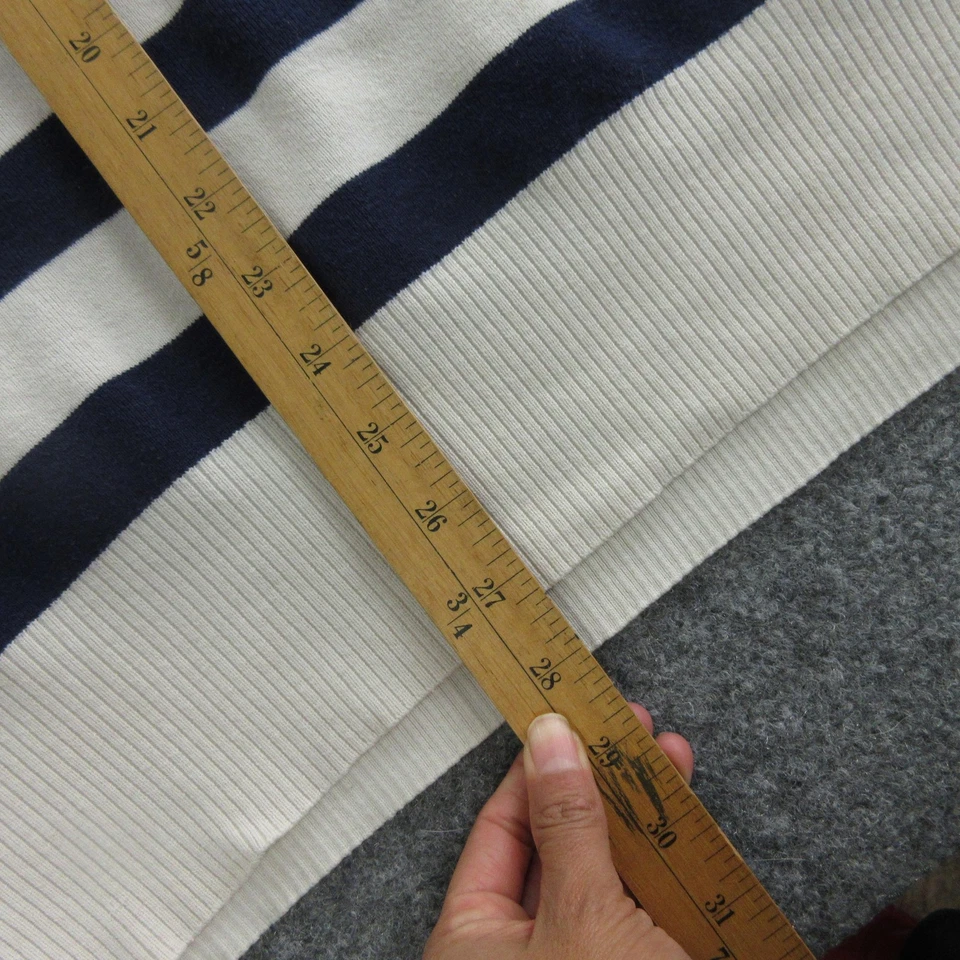 Free People Striped Sweater Womens Small Navy White Half Zip Pullover Knit Top - Image 3 of 4