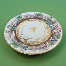 Antique capodimonte porcelain Wall Decor, Platter, Plate Gilded Approx. 10