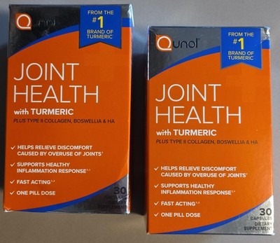 2pk Qunol Joint Comfort w Turmeric 410mg, Capsules 30 Ct Exp 03/26 +