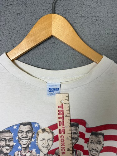 VINTAGE Salem America's Dream Team Mens Shirt Large 1991 White Double Sided USA - Picture 7 of 13