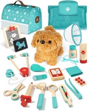Wooden Doctor Kit for Kids, Vet Play Sets, Veterinarian Kit Pretend Play Doct...