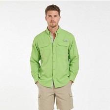 Columbia PFG Blood N Guts Men's XXL Green Omni-Shield Long Sleeve Fishing Shirt