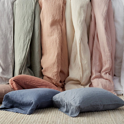 The Company Store Premium Breathable Washed Linen Solid Duvet Cover