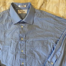 Vtg Burberrys Dress Shirt Mens 16.5-33 Blue Button Up Pocket Made in USA 90s