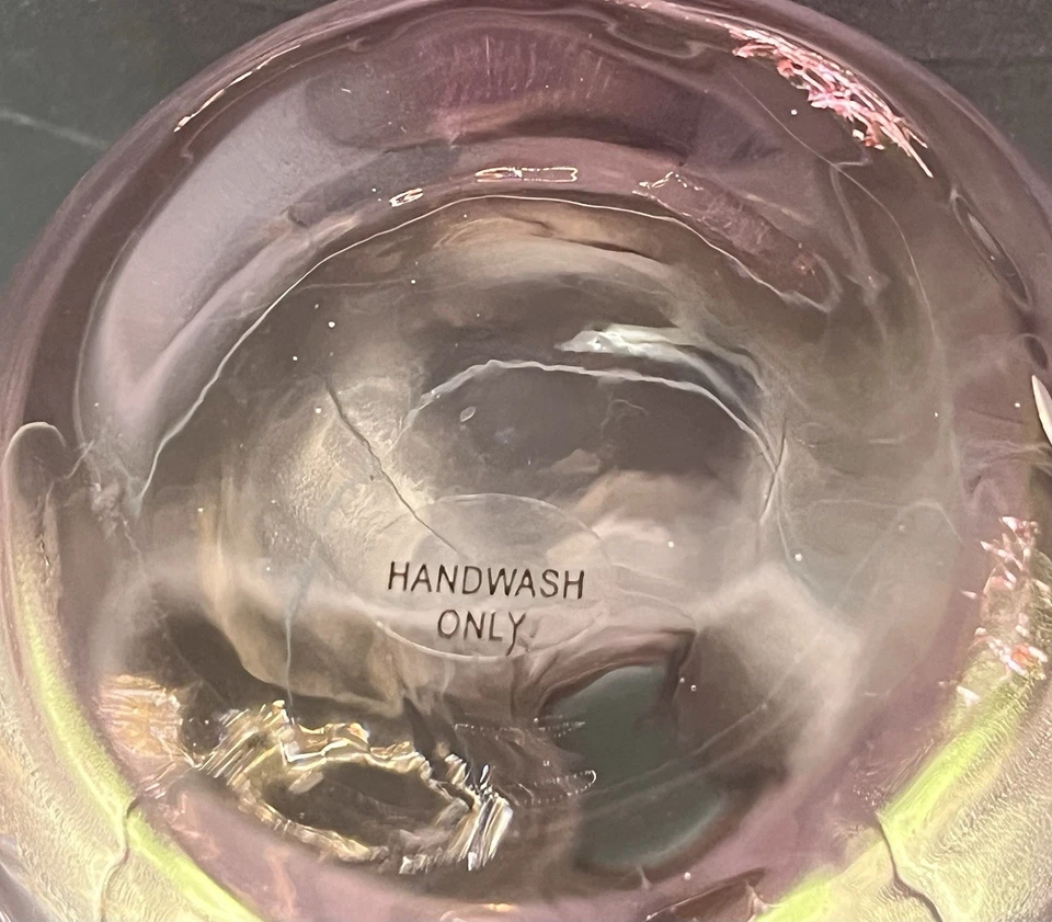 Jarrón vintage Saks Fifth Avenue cristal rosa remolino 8" Foto 4 de 4