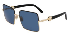 New Salvatore Ferragamo SF302SLN 703 Gold Black Sunglasses with Grey Lenses
