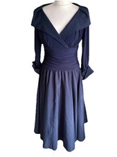 Eliza J Women’s Dress US 12 Fits UK 12-16 Navy Satin Jersey Fit & Flare Occasion