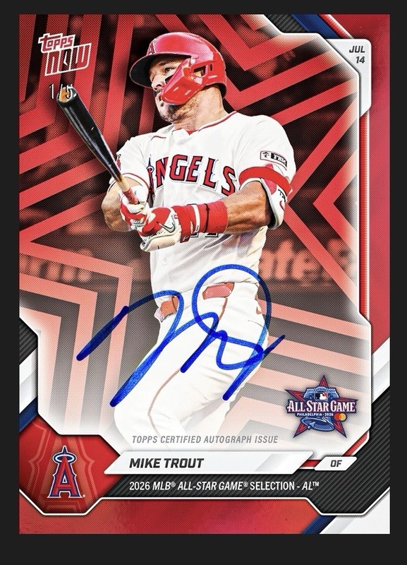 Mike Trout 1/1 Auto Chance 2026 TOPPS NOW ALL STAR GAME Presale
