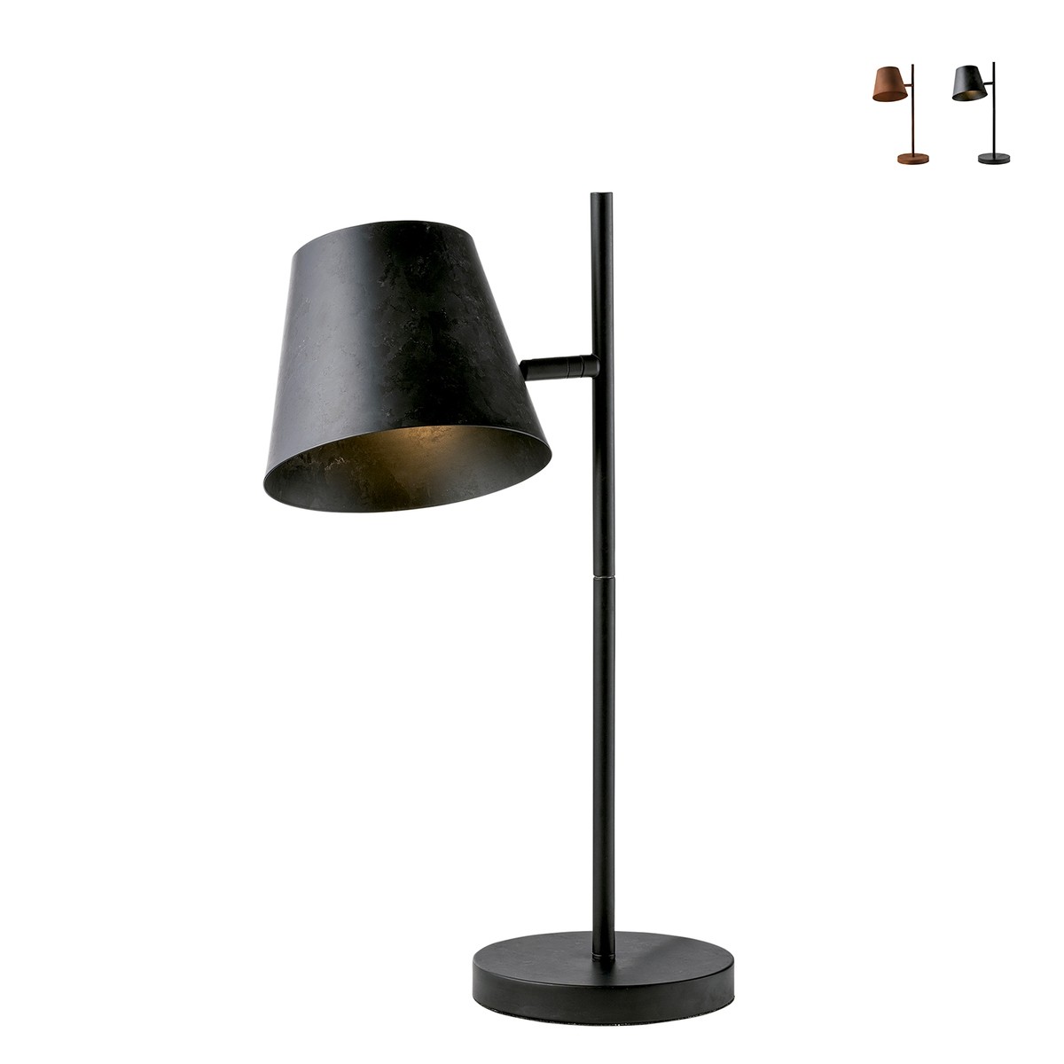 Lampe de table en métal Colt LT style industriel noir et or avec lumière orientable