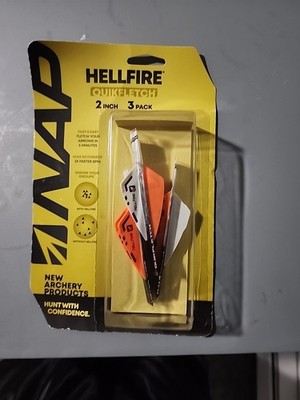 3 Pack Hellfire Quickfletch Archery Hunting 2 Inch NAP Orange
