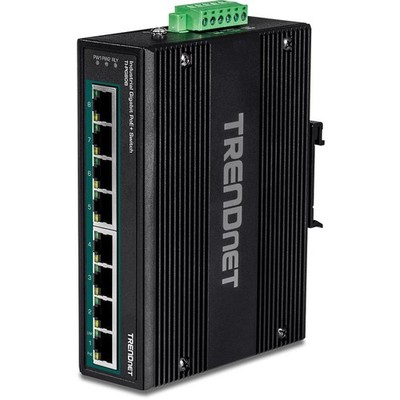 TRENDnet TI-PG80B 8-Port industrieller Gigabit PoE+ DIN-Rail-Switch 24-56V