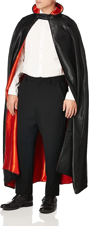 Unisex Capa de Satén Negro Rojo Largo Disfraz con Capucha Halloween o Fiesta Talla Adulto Foto 3 de 4
