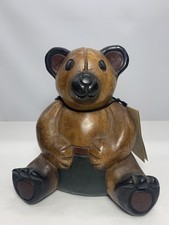 Teddy Bear Hand-carved Wooden Country folk art Figure With Hangtag