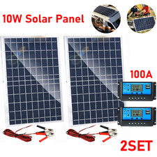 10W Solar Panel 12V Solar Battery Trickle Charger 100A W/ Controller Maintainer