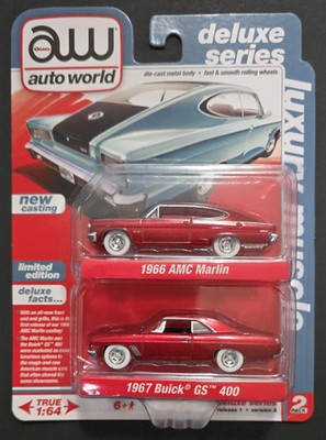 Auto World Ultra Red 2-Pack 1966 AMC Marlin & 1967 Buick GS 400 Target Exclusive