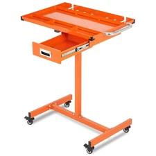 Rolling Work Table Adjustable Height Mobile Workbench w/ Wheels 220LBS Orange