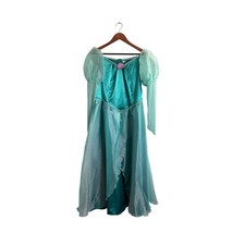 Girls Ariel Mermaid Costume Princess Dress Teal Sparkle Shell Size L