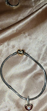 Pandora Snake Chain Bracelet with Heart Dangl...