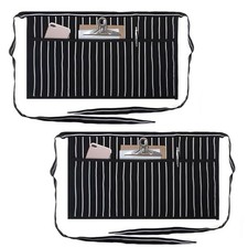 TOPTIE 2 Pack Waist Half Apron with 3 Pockets for Restaurant Waitress Stripe