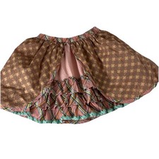 Matilda Jane Girls size 8 skirt Pecan Sandy Happy  Free Brown Pink Plaid tiered