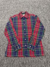 Saks Fifth Avenue Shirt Men Medium Tartan Plaid Button Up Saks Flannel Vtg 90s