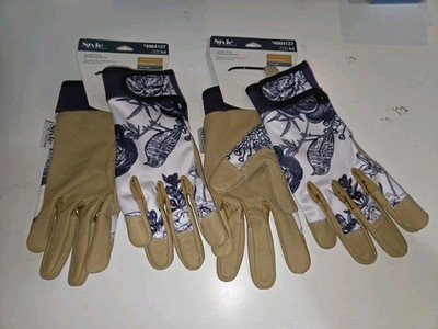 TWO PAIR Style Selections Women s Leather Palm Work Gardening Gloves - MEDIUM