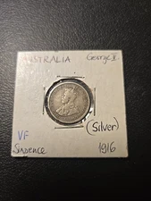 A8 - Australia 6 Pence 1916M Very Good Silver Coin - King George V *** Key Date
