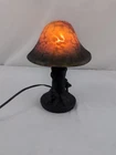Mushroom Table Lamp Stained Tortoise Glass Tiffany Style Woodland Decor Vintage