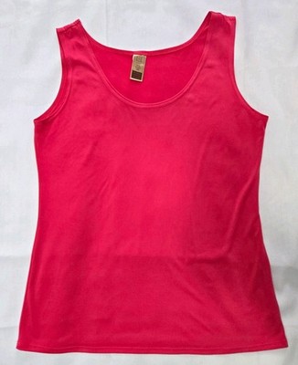LEL Pink Solid Scoop Neck Sleeveless Stretch Knit Tank Top Women's M Tall