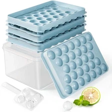 Round Ice Cube Trays for Freezer - Ice Cube Tray with Lid and Bin,Stackable I...