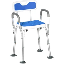 OPENED BOX NEW Padded Shower Chair With Arms & Back Bath Seat Adjustable Height