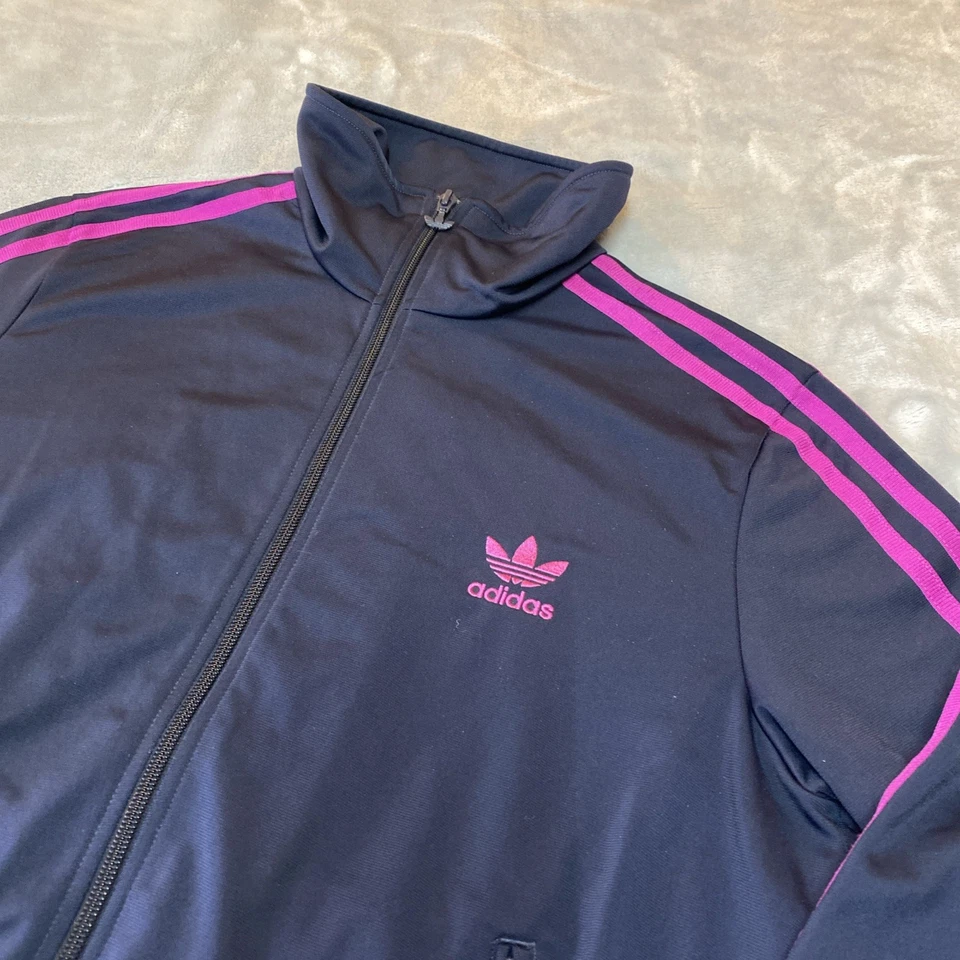 Chaqueta de Pista Adidas Originales Firebird Para Mujer Grande Azul Rosa 3 Rayas Foto 3 de 4