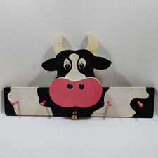 Dairy Cow Handmade Coat Hanger Novelty Pink Black White Bell 4 Post
