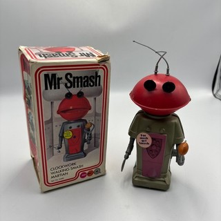 Marx Mr Smash Clockwork Walking Smash Martian Figure With Box Vintage