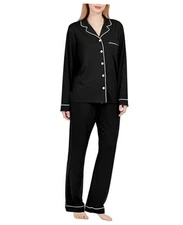  Pajamas Set for Women Comfy Lounge Set Button Down Medium Setsa-black (1-pack)