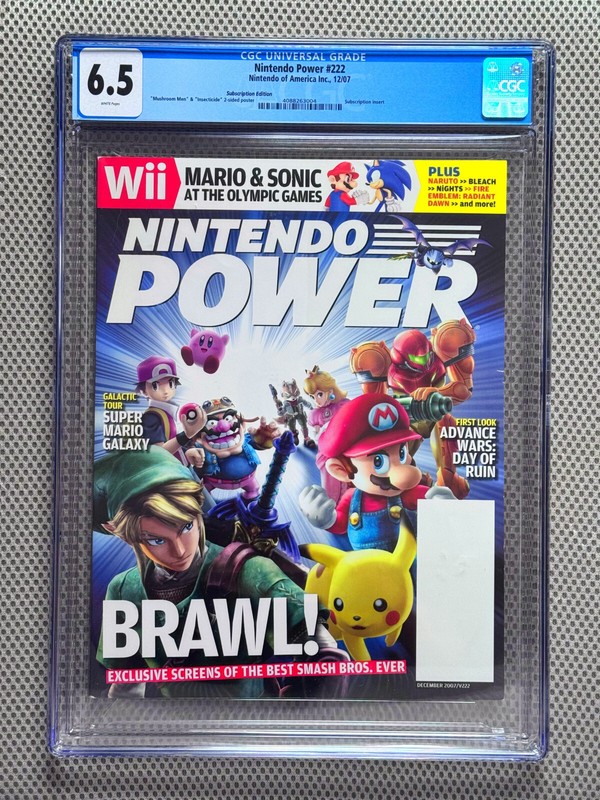 🔥 Nintendo Power Magazine Vol # 222 Super Smash Bros Brawl CGC 6.5 - Rare