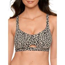 Women  s Time and Tru Animal Jacquard Front Cutout Top Swimsuit Size Small 4-6