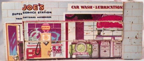 Toy Building Blocks Puzzle Wood Paper Litho Firehouse Cabin Home Garage 3D 1950s - Picture 4 of 12