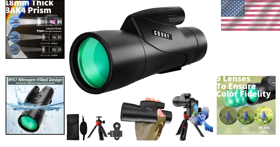 Ultimate 15x55 Monocular with Long Eye Relief & Shockproof Design for Travelers - Image 2 of 4