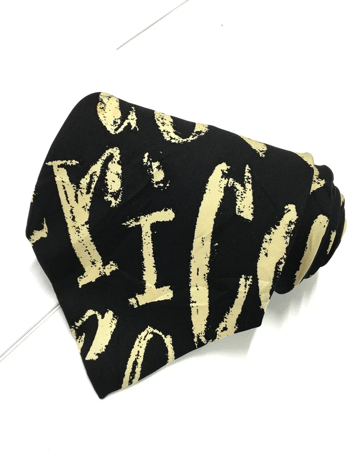 Corbata negra 100 % seda diseño marca palabra arte auténtica EC ENRICO COVERI Foto 3 de 4