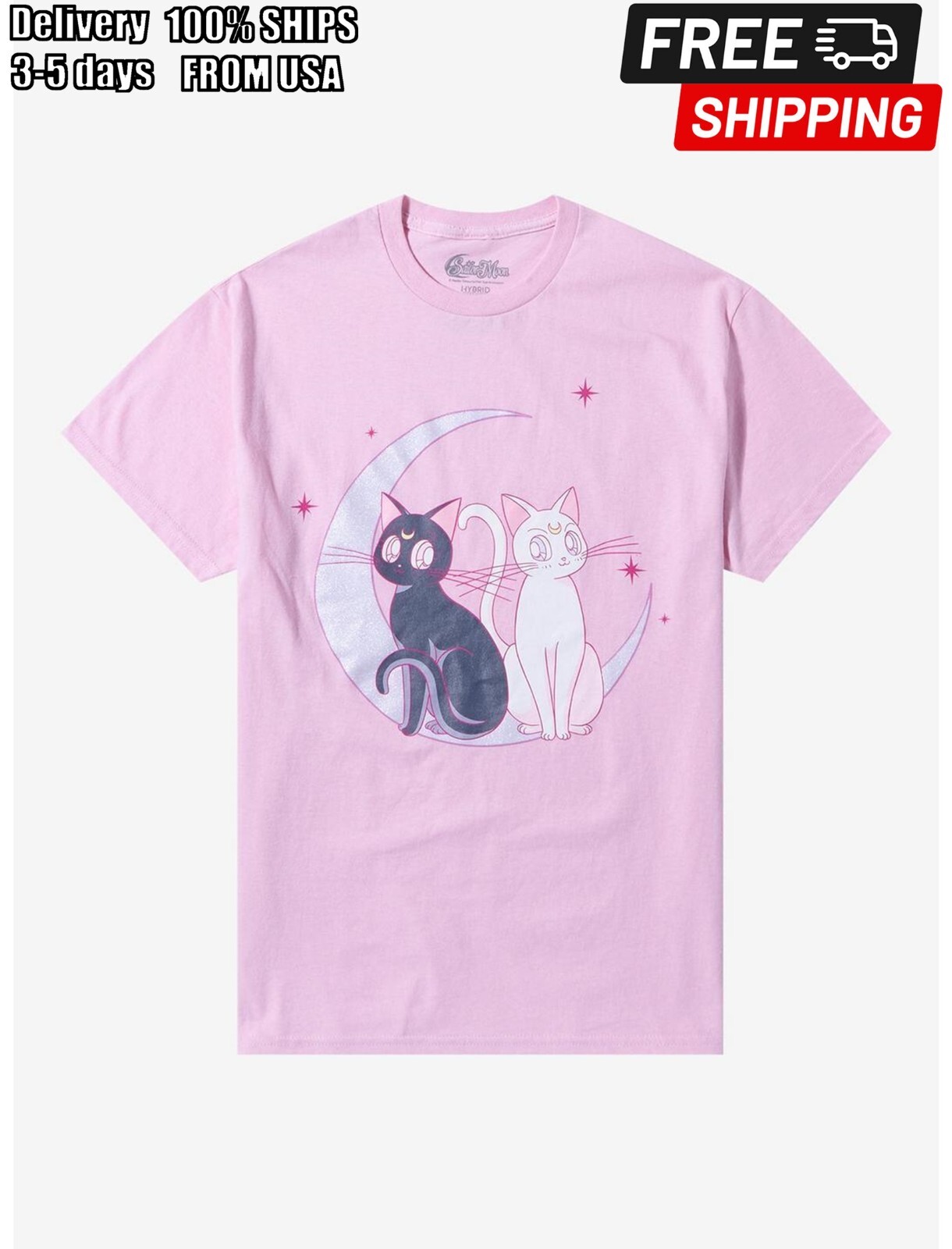 Sailor Moon Luna & Artemis Glitter Fit T-Shirt