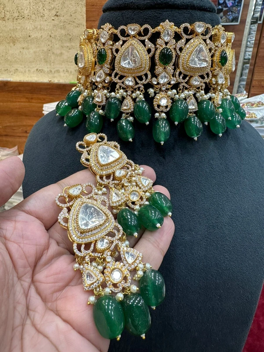 Indian Wedding Bollywood Bridal Heavy Moissanite Uncut Polki