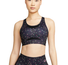 NOWY! NIKE Damskie [XXL] Swoosh Icon Yoga DRI-FIT Biustonosz sportowy-Czarny/Nadruk DM0639-010
