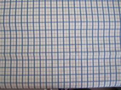 NEW 1 Yard Pierre Deux Blue & Ivory Pont Aven Plaid Country Toile Fabric 56''Wide